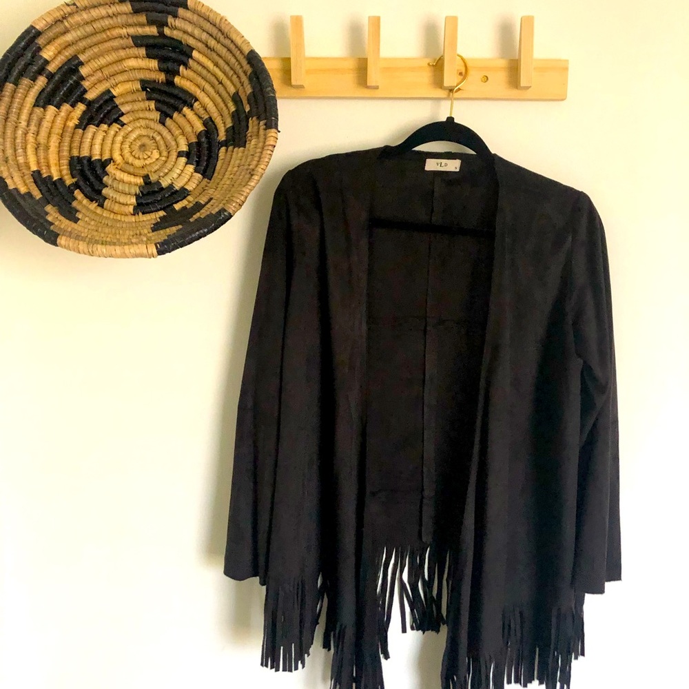 Suede fringe cardigan